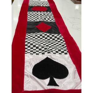 OOAK Handmade Alice in Wonderland Table Runner Gothic Playing Card Checker Decor